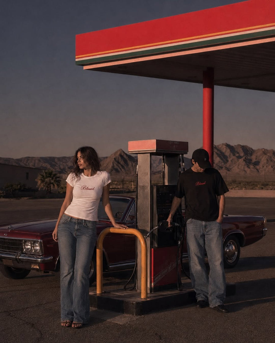A petrol station closed for the night