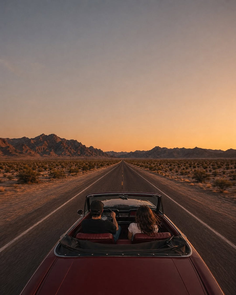 An empty road at last light