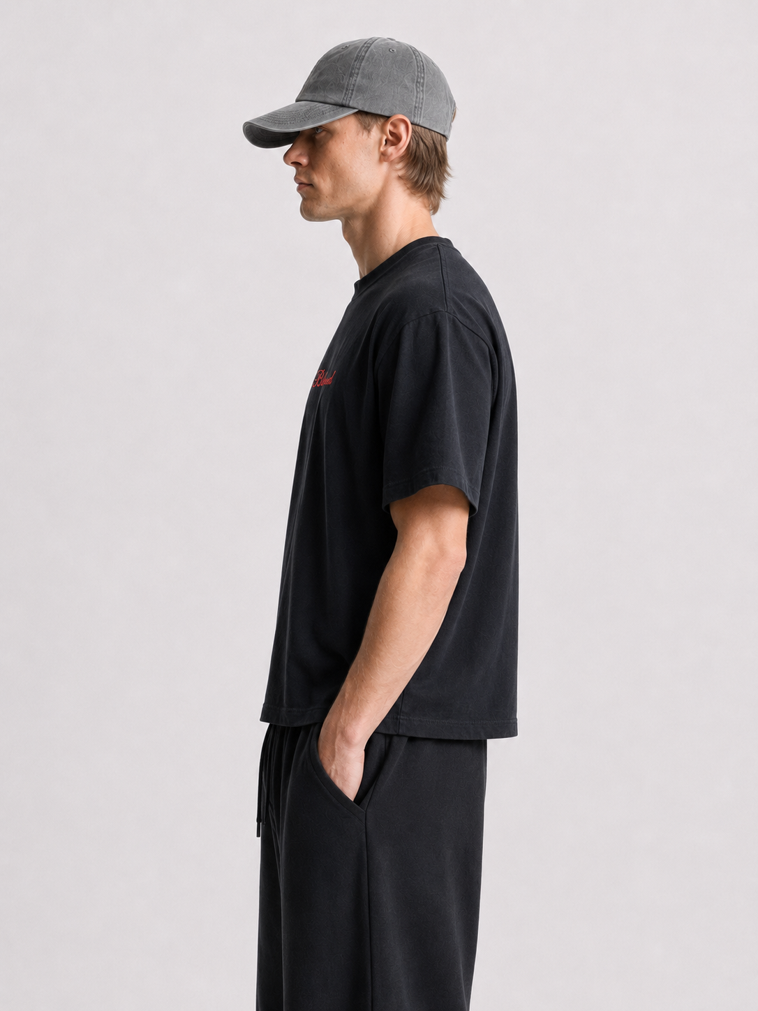 Blessed oversized black tee with embroidered chest logo