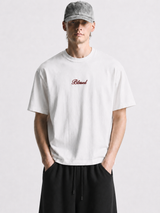 Blessed oversized off-white tee with embroidered chest logo
