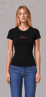 Blessed black baby tee with printed chest logo