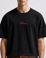 Blessed black boxy tee with embroidered chest logo