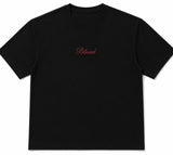 Blessed black boxy tee with embroidered chest logo