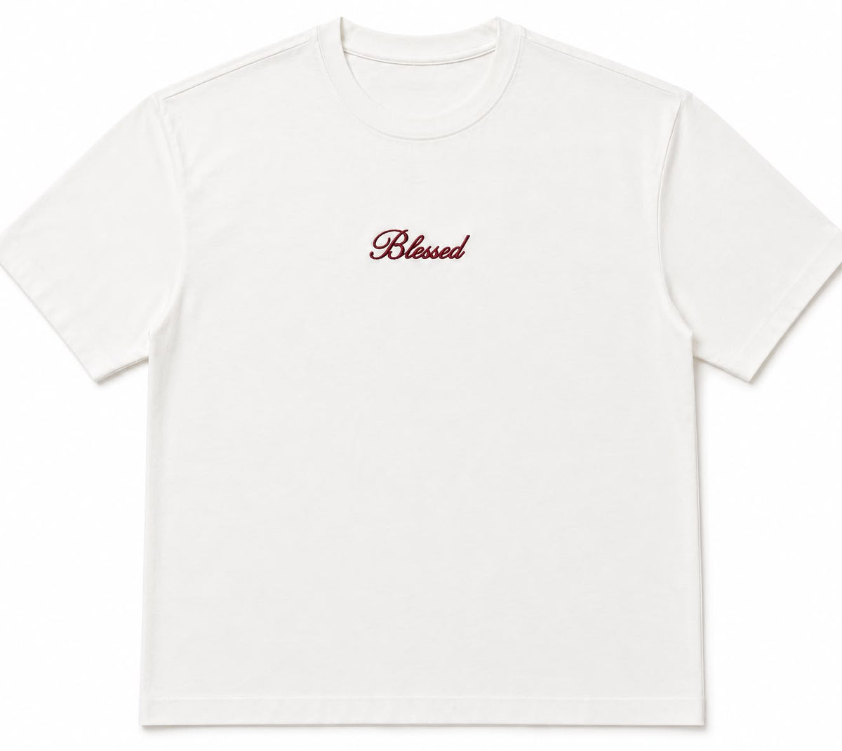Blessed oversized off-white tee with embroidered chest logo
